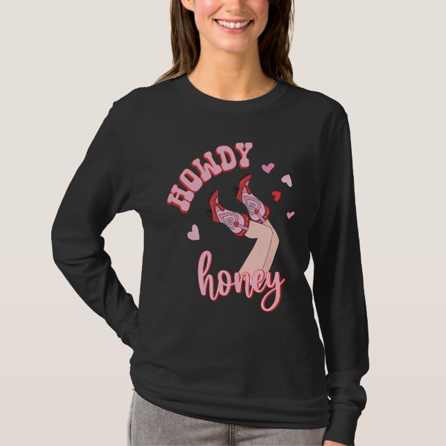 Camiseta Pink Western Valentine's Day Cowgirl Howdy Partner (Anverso)