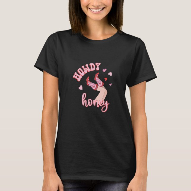 Camiseta Pink Western Valentine's Day Cowgirl Howdy Partner (Anverso)