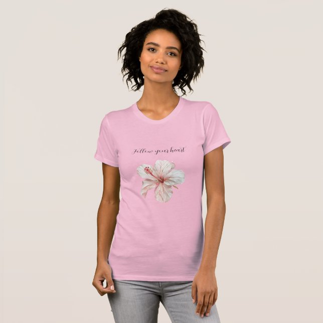 Camiseta Pink White Hibiscus Flower (Anverso completo)