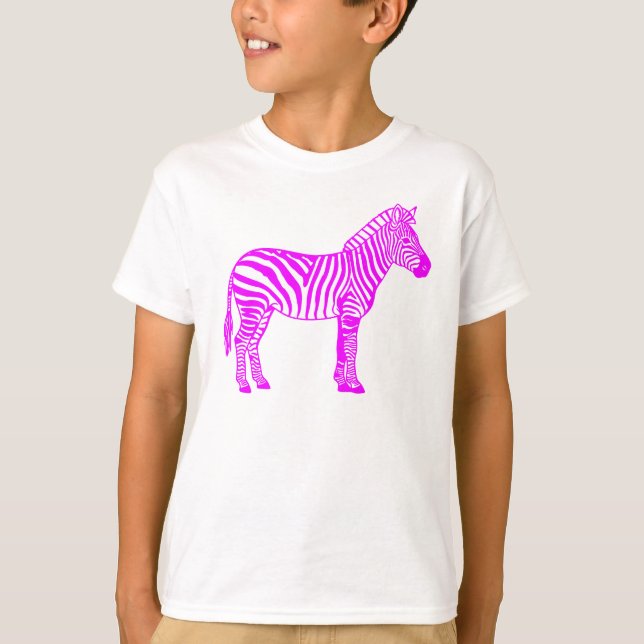 Camiseta Pink Zebra Kids T-Shirt – Cute Striped Animal Tee  (Anverso)