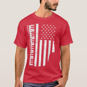 Camiseta Pinno Keyboard USA Flag divertido juego de música