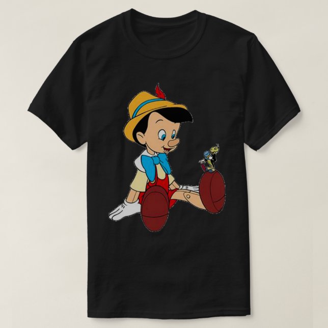 Camiseta Pinochio Y Pegatina Azul Del Cricket (Diseño del anverso)
