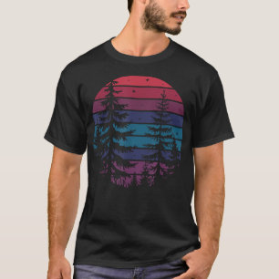 Camiseta pinos de bosque retro vintage nat al aire libre