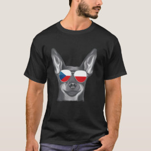 Camiseta Pinscher Dog en miniatura Bandera checa Gafas de s