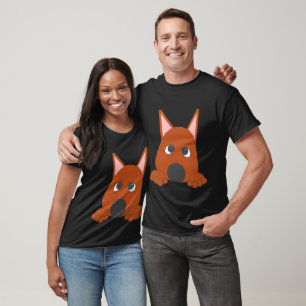 Camiseta Pinscher Miniatura Óxido Espiando Dibujo Animado