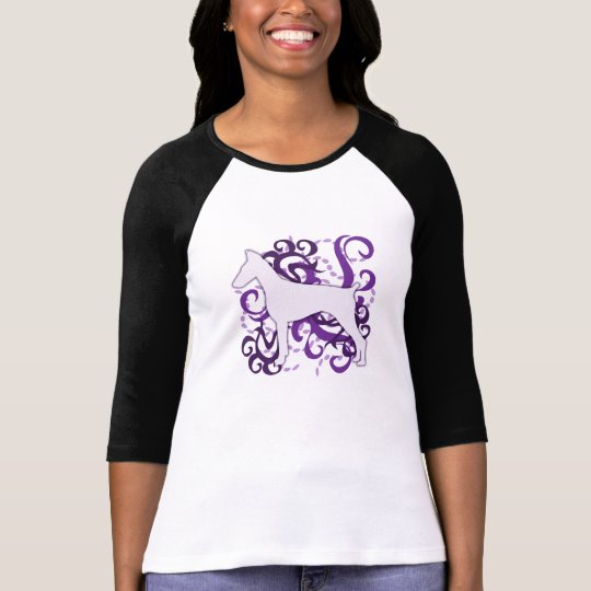 Camiseta Pinscher púrpura del Doberman del remolino