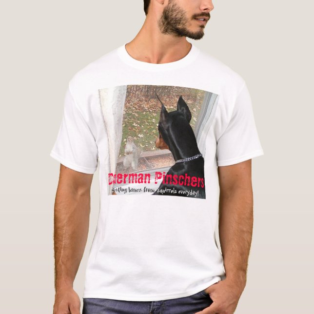 Camiseta Pinschers del Doberman que protegen hogares contra (Anverso)