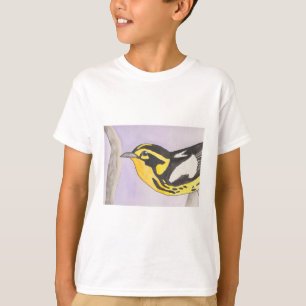 Camiseta Pintada de Blackburn arte de ave acuarela