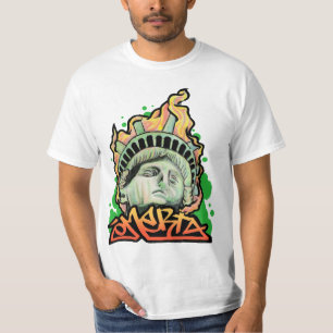 CAMISETA PINTADA DE COSA NOSTRA NYC DE LA MULTITUD DE LA