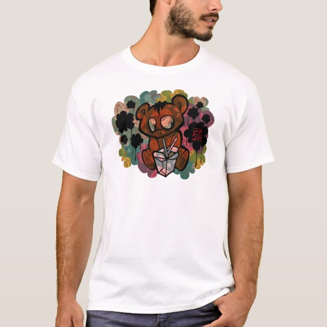 Camiseta Pintada inspirada japonesa del oso - Desig (Anverso)