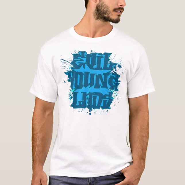 Camiseta Pintada joven malvada de "Splat azul" del Meanie (Anverso)