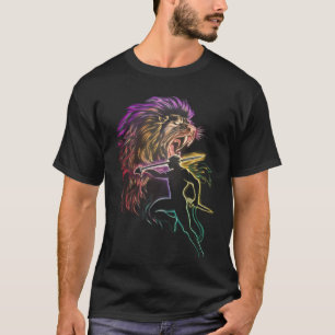 Camiseta Pintado a mano: Androcles y Lion Battle Black Canv