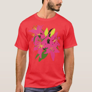 Camiseta Pintado abstracto de Lily Flowers Stargazer Rosa