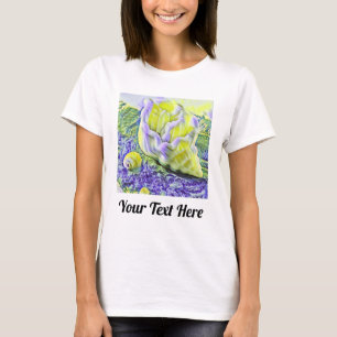 Camiseta Pintado acuarela de concha amarilla púrpura