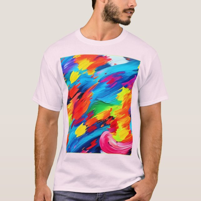 Camiseta Pintado alegre de explosión de color (Anverso)