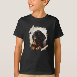 Camiseta Pintado de Cachorro de Dachshund
