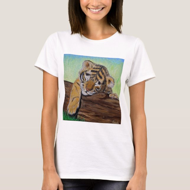 Camiseta Pintado de cubo de tigre durmiente (Anverso)
