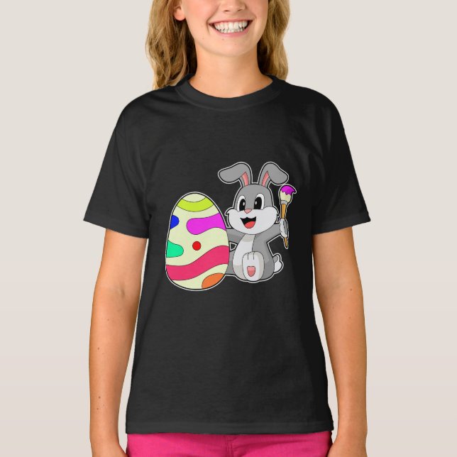 Camiseta Pintado de huevos de pascua de pascua en conejo (Anverso)