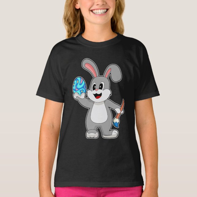 Camiseta Pintado de huevos de pascua de pascua en conejo (Anverso)