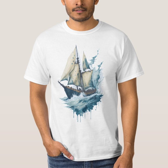 Camiseta Pintado de naves acuáticas (Anverso)