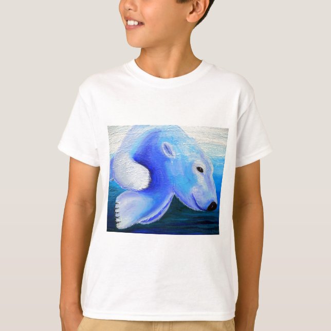 Camiseta Pintado De Oso Polar De Natación (Anverso)
