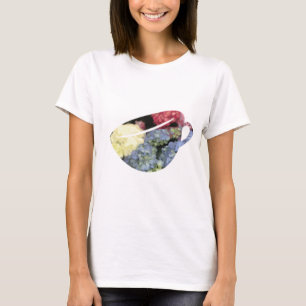 Camiseta Pintado de teacup de flor de hidrangea azul y rosa
