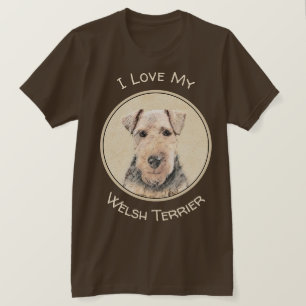 Camiseta Pintado de Welsh Terrier - Arte de Perro Original.