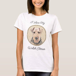 Camiseta Pintado de Welsh Terrier - Arte de Perro Original.