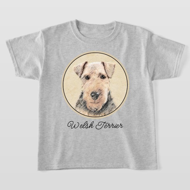 Camiseta Pintado de Welsh Terrier - Arte de Perro Original. (Distribución)