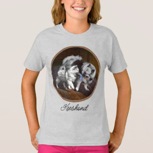 Camiseta Pintado Keeshond Playtime - Arte Perro Original.