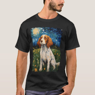 Camiseta Pintado nocturno de Brittany Spaniel Dog Starry