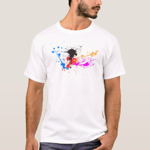 Camiseta Pintado rojo, azul, amarillo, negro, magenta