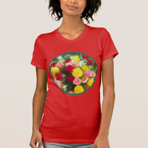 Camiseta Pintado Rose Bouquet - Arte de Flor Original.