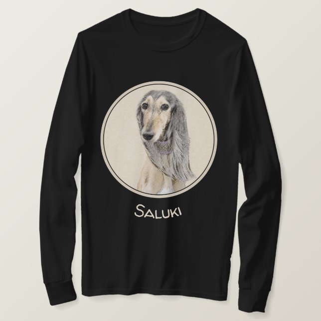Camiseta Pintado Saluki (Amanecer) - Arte Perro Original Cu (Anverso del diseño)