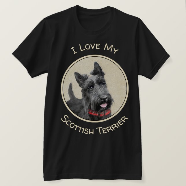 Camiseta Pintado Terrier Escocés - Arte Perro Original (Anverso del diseño)