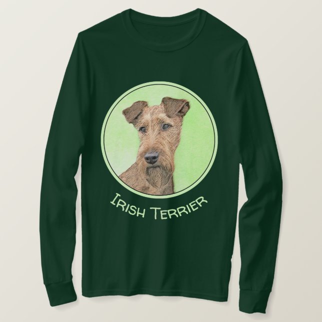 Camiseta Pintado Terrier Irlandés - Arte de Perro Original. (Anverso del diseño)