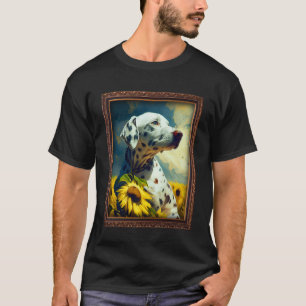Camiseta Pintando dálmata Flor de girasol mamá Flor de flor