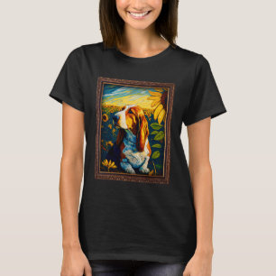 Camiseta Pintando el abdomen de la flor de girasol, mamá de