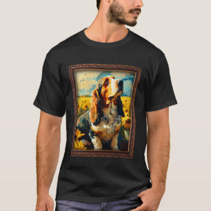 Camiseta Pintando el abdomen de la flor de girasol, mamá de