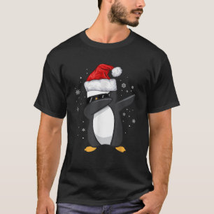 Camiseta Pintando el pingüino de Santa Hat Navidad Pajama G