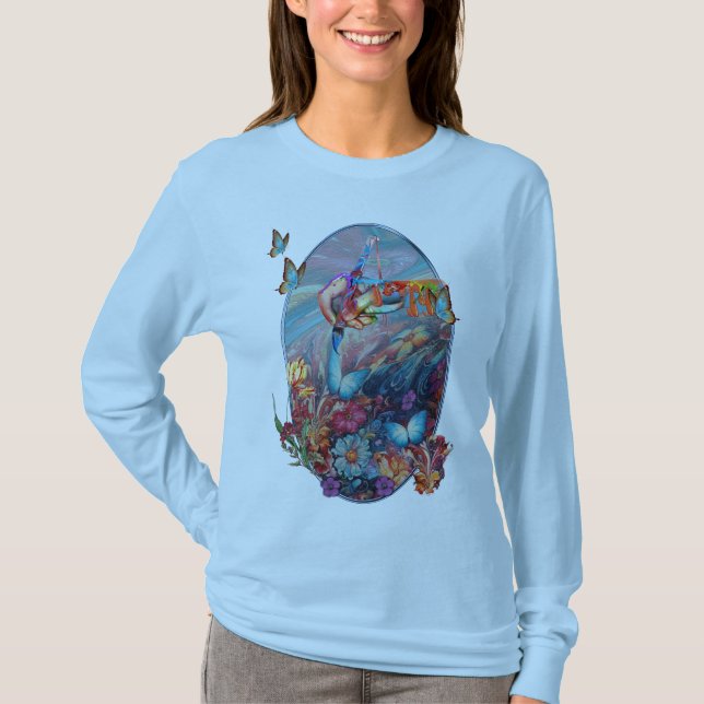 Camiseta Pintando flores de fantasía que expresan la natura (Anverso)