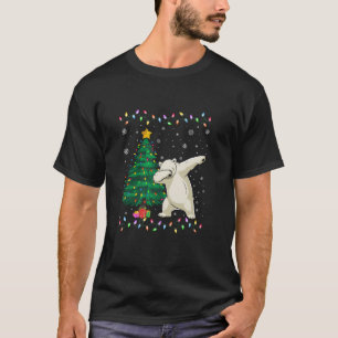 Camiseta Pintando oso polar árbol de navidad alumbra a Navi