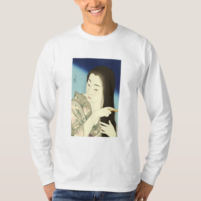 Camiseta Pintando su pelo (bella mujer asiática) (Kotondo) (Anverso)