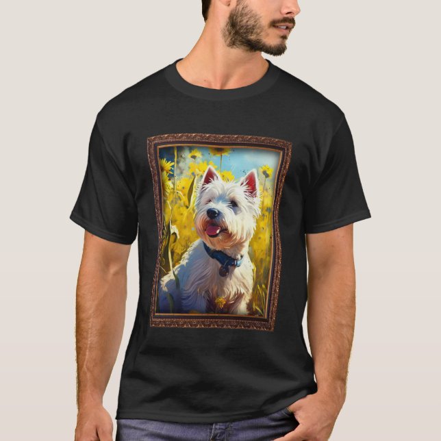 Camiseta Pintando Sunflo del West Highland White Terrier (Anverso)