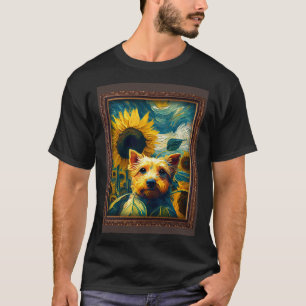 Camiseta Pintando Yorkshire Flor de girasol Flor de mamá Fl