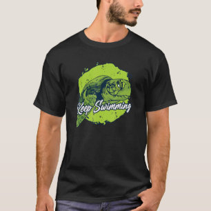 Camiseta Pintar la tortuga deslizante de natación de color 
