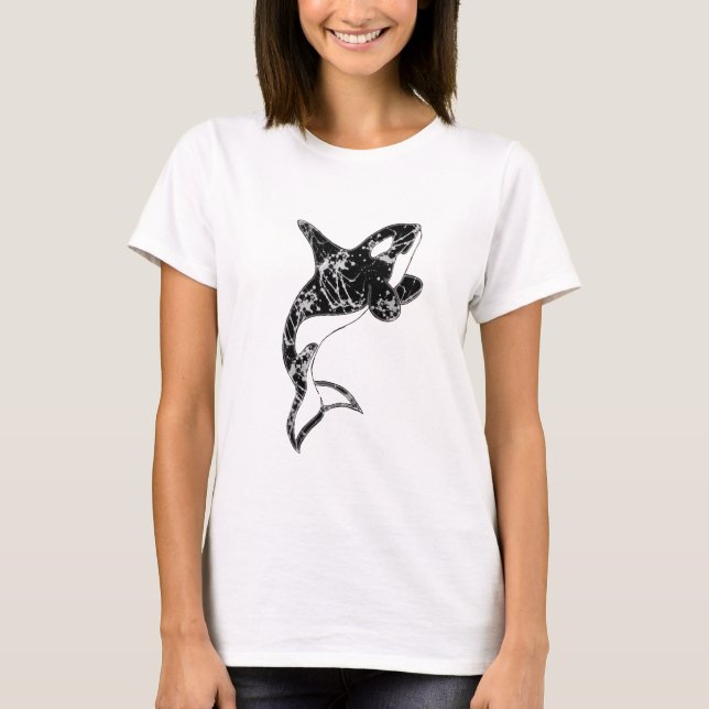 Camiseta Pinte el arte de la orca de la salpicadura (Anverso)