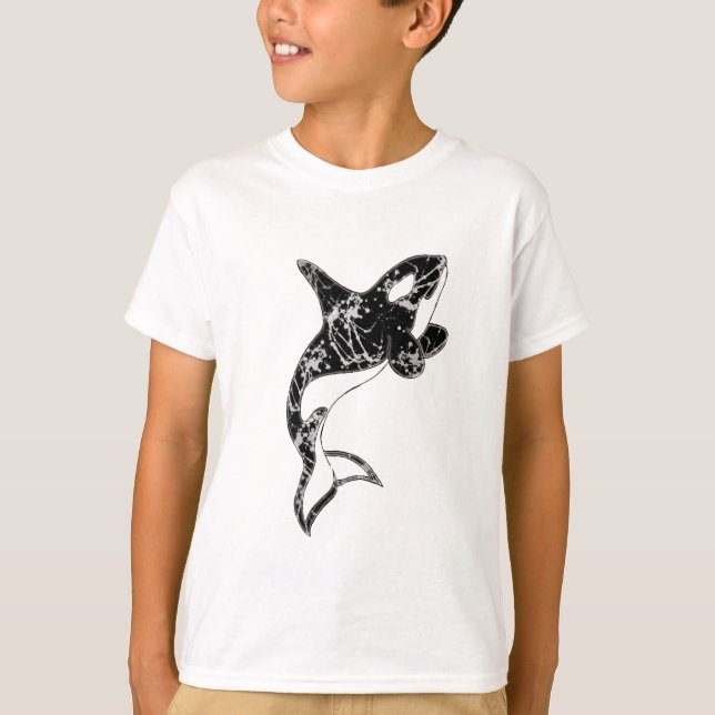 Camiseta Pinte el arte de la orca de la salpicadura (Anverso)