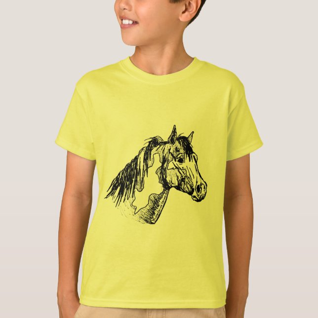Camiseta Pinte el bosquejo simple del caballo (Anverso)