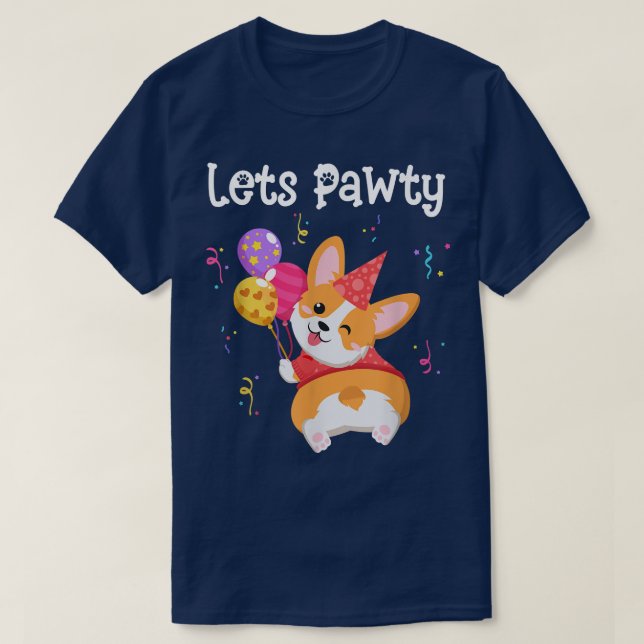 Camiseta Pintemos la fiesta de cumpleaños temática de Corgi (Diseño del anverso)